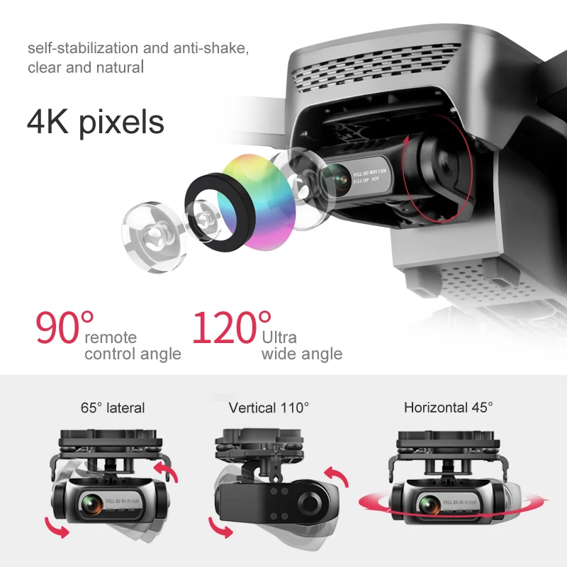 HD Камера K1 PRO дрона с дистанционным управлением GPS 4K двойной широкий оптики потока