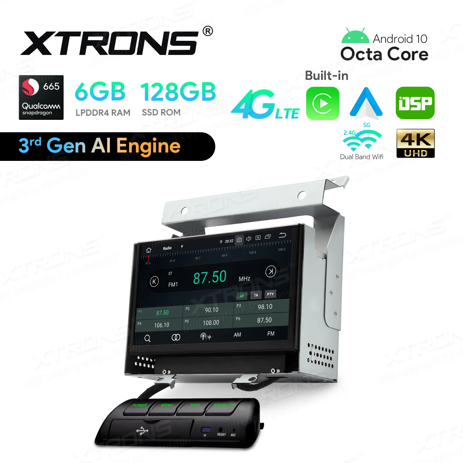 Автомобильный мультимедийный плеер 7 дюймов 6 ГБ ОЗУ 128 Гб SSD ПЗУ Android 10 0 GPS-радио