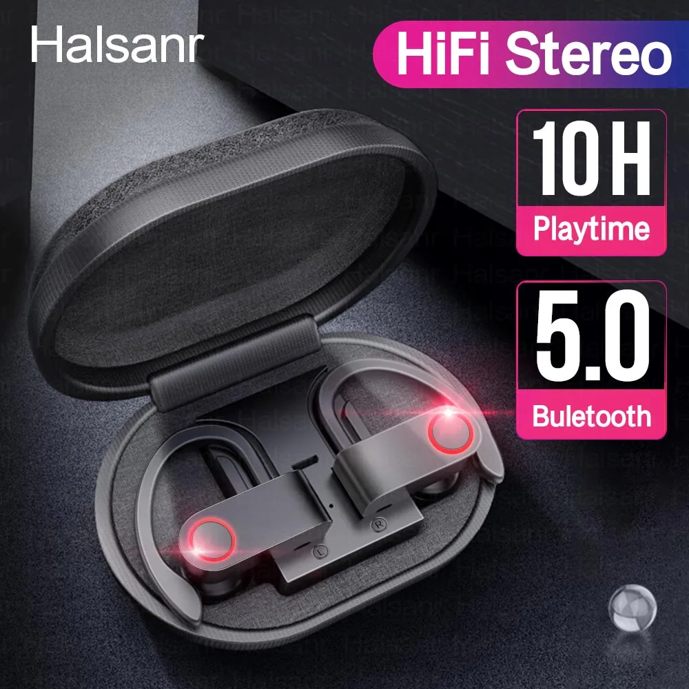 Беспроводные спортивные наушники TWS Bluetooth 5 0 с крючком для бега шумоподавление