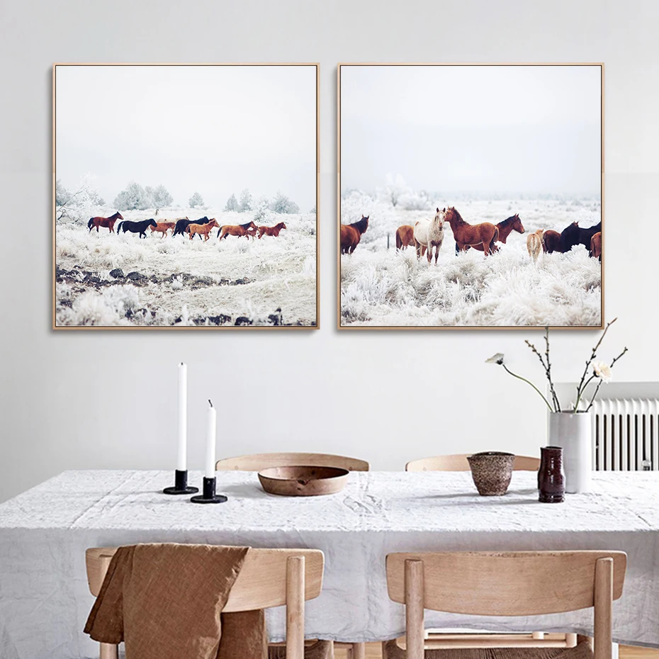 Картины на холсте с изображением животных зимнего Horseland настенные