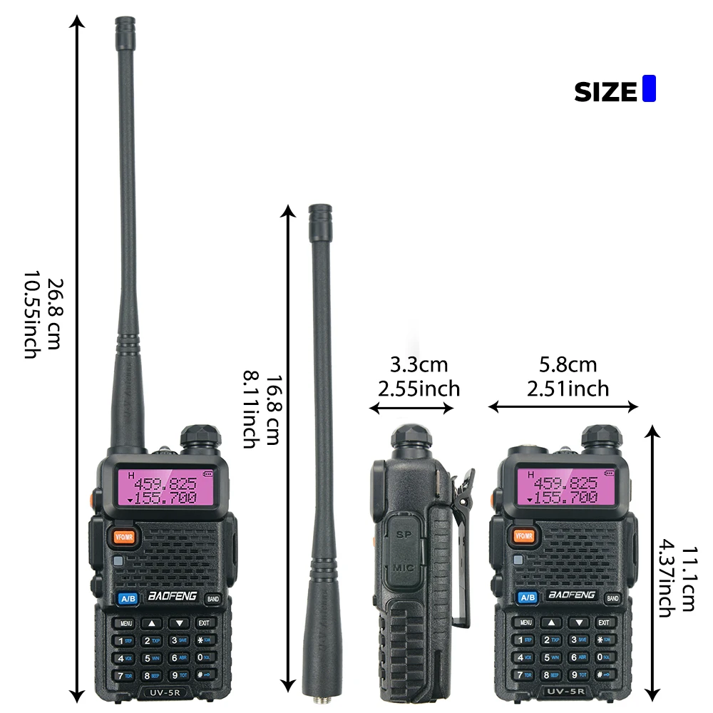 BaoFeng UV-5R 8W Walkie Talkie  High Power Dual Band 128 Channels Radio Communication Transceiver with Earphones