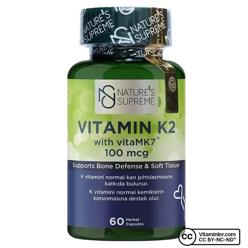 

Vitamin K2 100 Mcg 60 Capsules Naturel Tablettes Herbal Tablets No Aroma