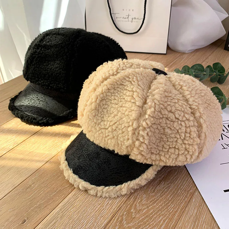 Теплая мягкая зимняя шапка для женщин бейсболка Лоскутная Регулируемая шляпа