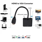 Преобразователь кабеля HD 1080P HDMI в VGA с аудио источником питания HDMI штекер в VGA гнездо адаптер преобразователь для планшета ноутбука ПК ТВ