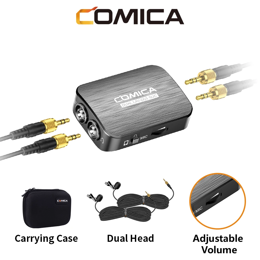 

Comica CVM-D03 UC Dual Head Lavalier Microphone Omni Clip on Lapel Mic for Type C Smartphone Laptop PC Video Recording Interview