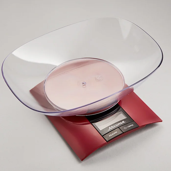 Весы электронные настольные 3 кг АКСИНЬЯ КС 6505 с чашей бордовые