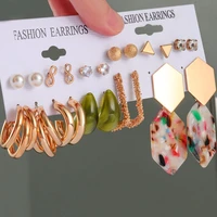 new cute acrylic circle hoop earrings set for women fashion sweet colorful resin dangle drop earrings 2021 trend wedding jewelry