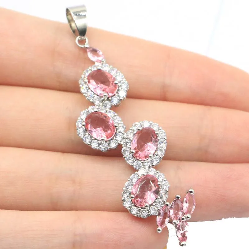 65x18 мм Удивительные длинные большой розовый морганитом Лондон Голубой топаз CZ