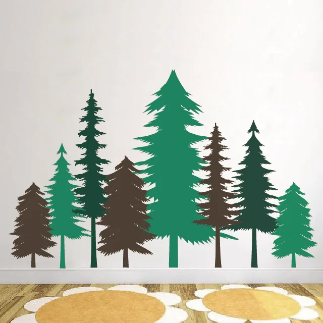 

Wall Decals Nursery, Pine Tree Forest Wall Decals,Tree Wall Decals,Forest Mural, Forest Scene Decals,Children's Forest Decals