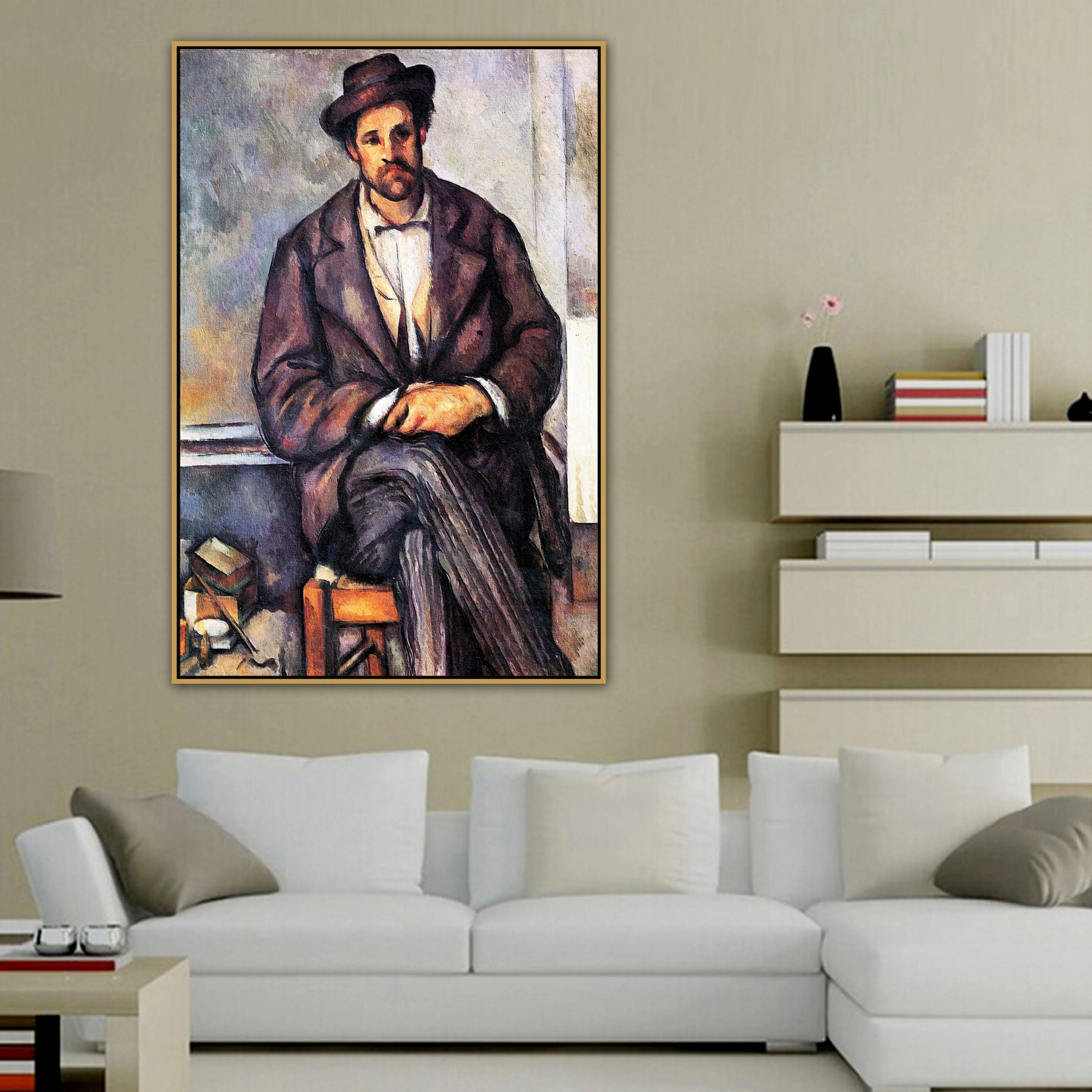 Пол Сезанн старый известный мастер художник сидящий крестьянский холст картина