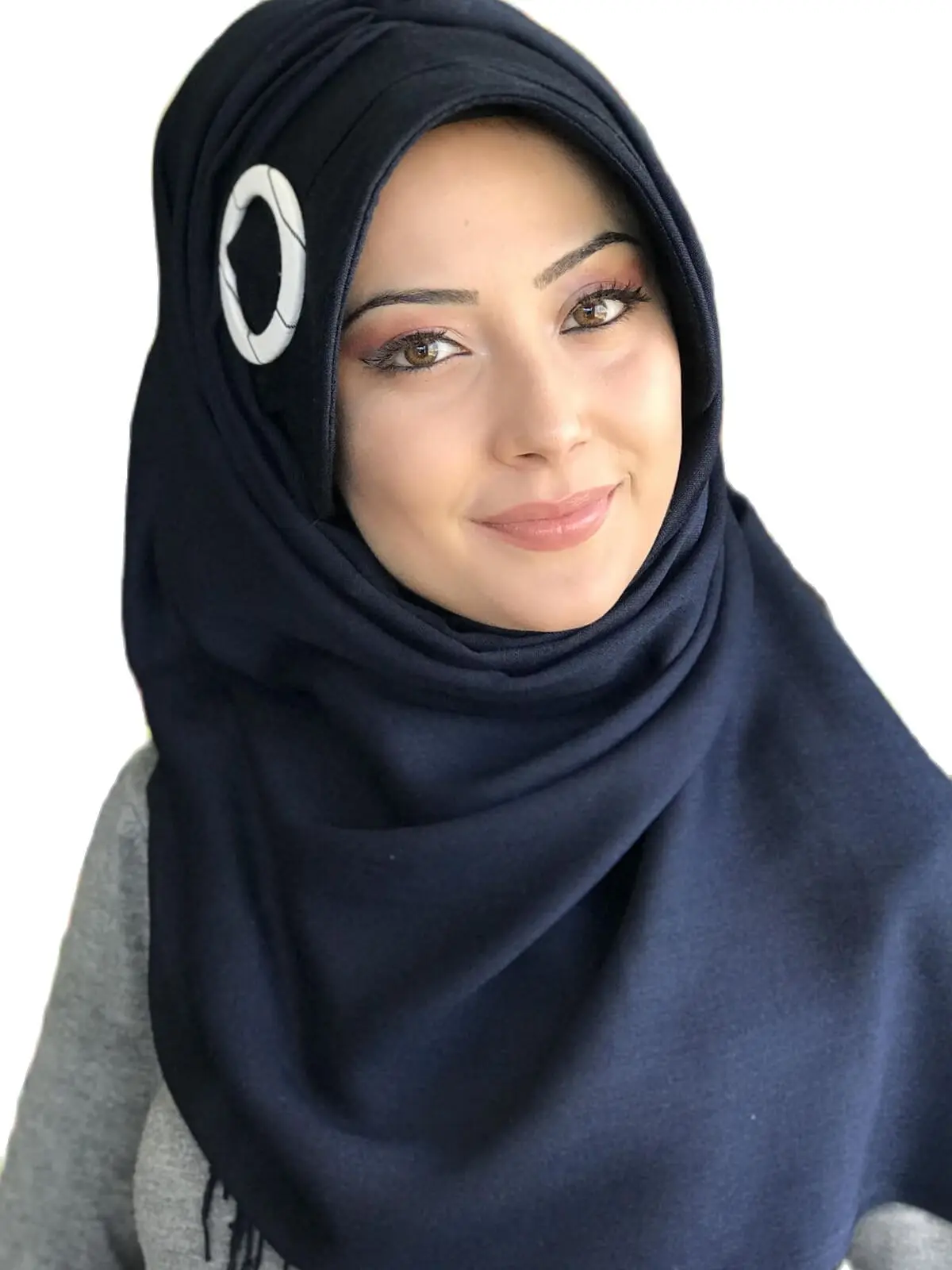 

New Fashion 2021 Muslim's Headscarf Islamic Clothing Turban Spring Summer Season Foulard Scarf Dark Navy Color Buckle Hat Shawl
