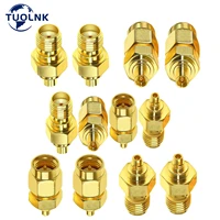 1lot4pcs 2pcslot sma to mmcx coaxial adapter kit pure brass malefemale coax connector kits rf coax antenna adapter