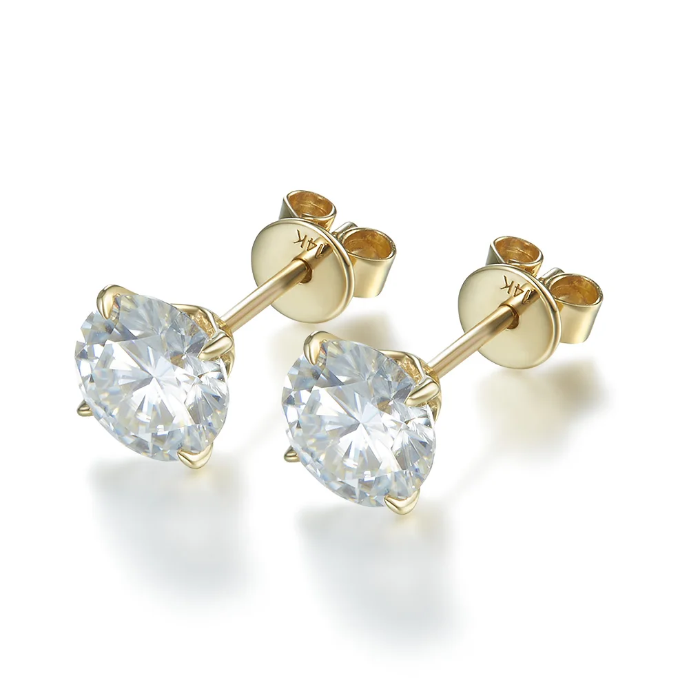Серьги гвоздики NiceGems женские из белого золота 585 пробы с 4 зубцами от 0 8 до ст. TW D