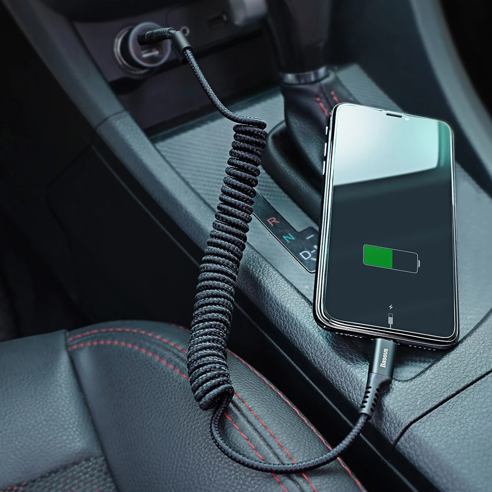 Baseus Fish eye Spring Data Cable Lighting кабель для телефона зарядка автомобиля максимально