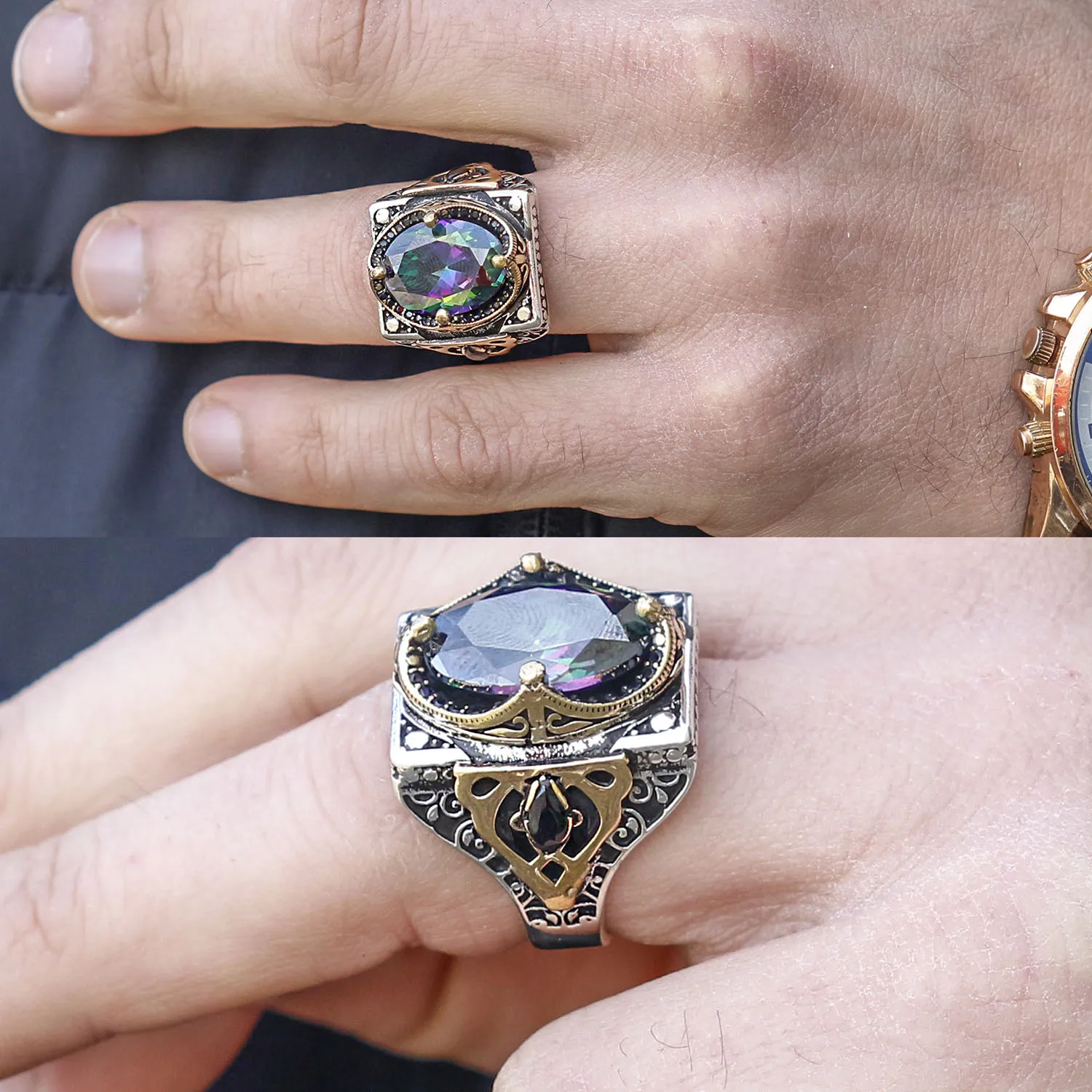 

ALA Series | Mystic Topaz Stone Special Design Silver Ring Fashion Turkish Premium Quality Handmade Jawelery