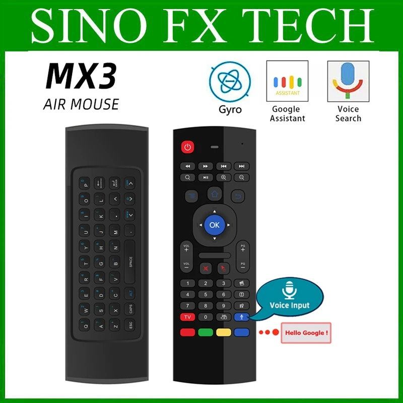 MX3 Air Mouse Smart Voice Remote Control 2.4G RF Wireless Keyboard For KM9 A95X H96 MAX Android TV Box