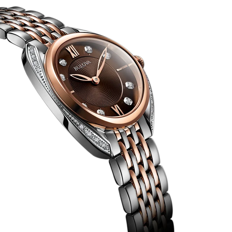 Наручные часы Bulova 98R230 женские кварцевые на биколорном браслете|Женские наручные