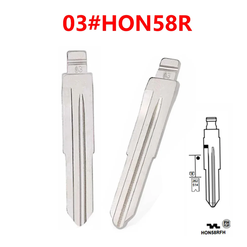 

10Pcs 03# HON58R Remote Key Blade HON58RFH right side Metal Uncut Blank Flip For HOnda for keydiy KD xhorse VVDI JMD