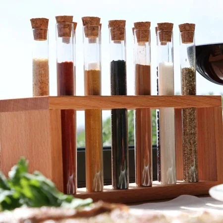 

Spice Set 12pcs Glass Jar Scuba Seasoning With Wooden Stand Cork Kitchen Accessories Standing Jars For Spices Glass Bottle Lip Gloss Balm Eliquid Loose Storage Set For Sugar Bowl Kitchen Bulk Products Organizer