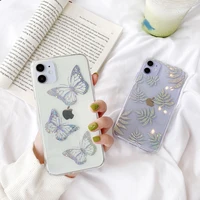 glitter leaves phone case for iphone 11 12 pro se 2020 x xr xs max 8 7 plus butterfly transparent star soft imd cover coque