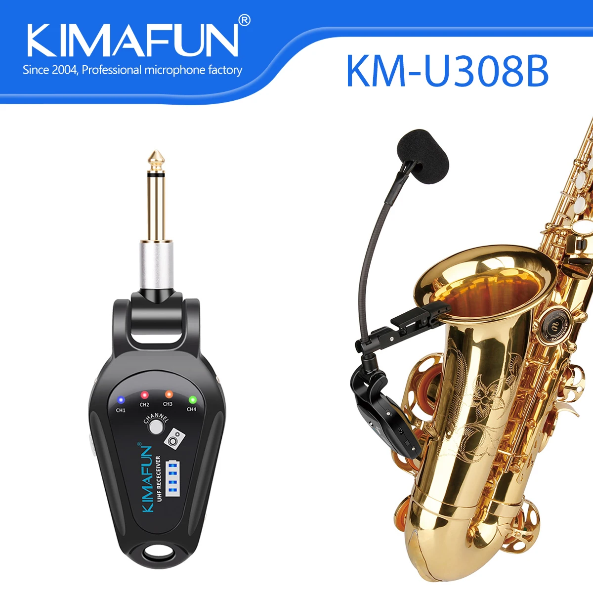 

Ship in 24 Hours KIMAFUN UHF Wireless Saxophone Microphone System Gooseneck Clip on Musical Instruments Trumpet Tuba Trombone