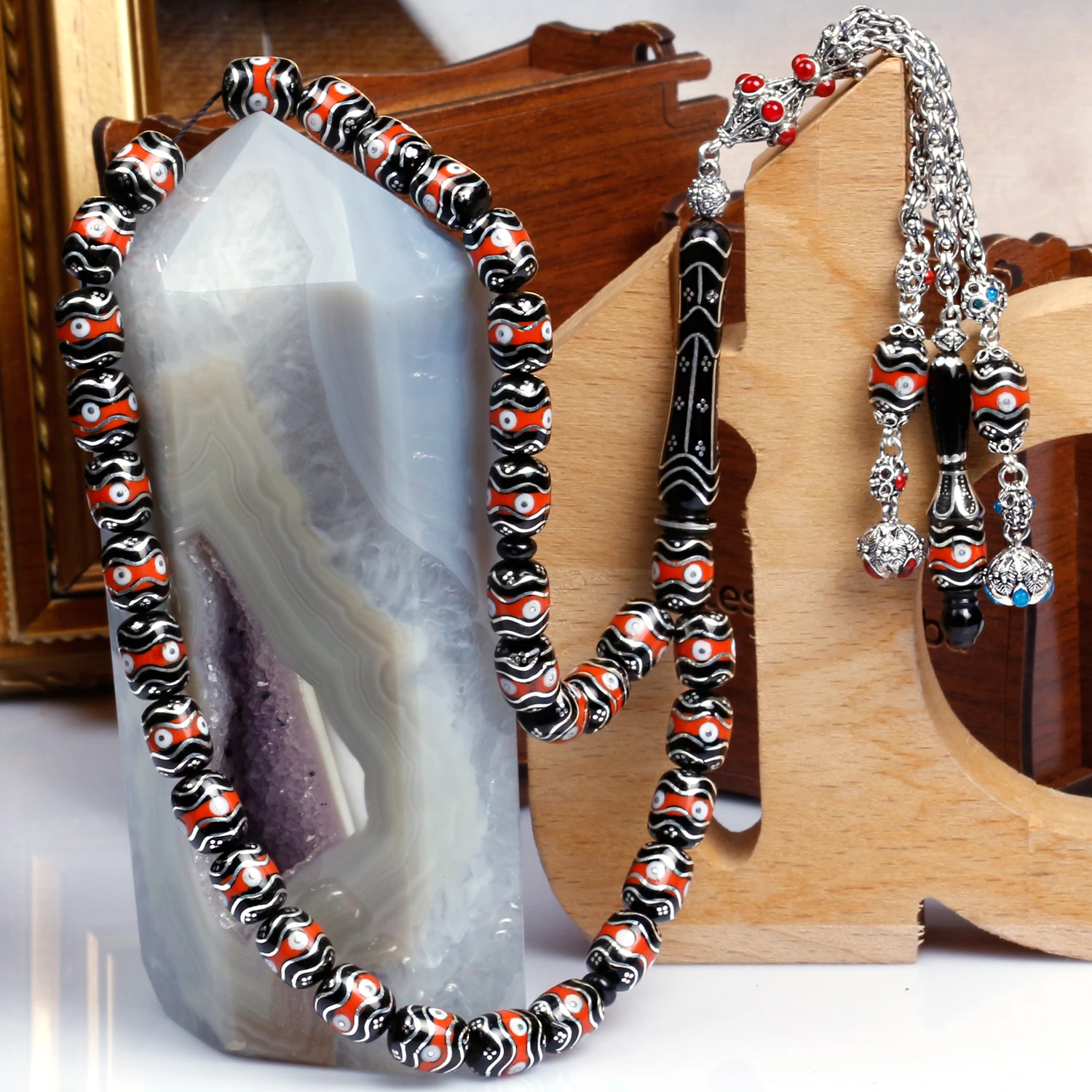 

Capsule Cut Special Workmanship Erzurum Oltu Stone Rosary Fashion Turkish Premium Quality Handmade Jawelery