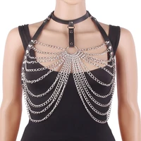 boyswe goth leather body harness chain bra top chest waist belt witch gothic punk fashion metal festival jewelry accessorie