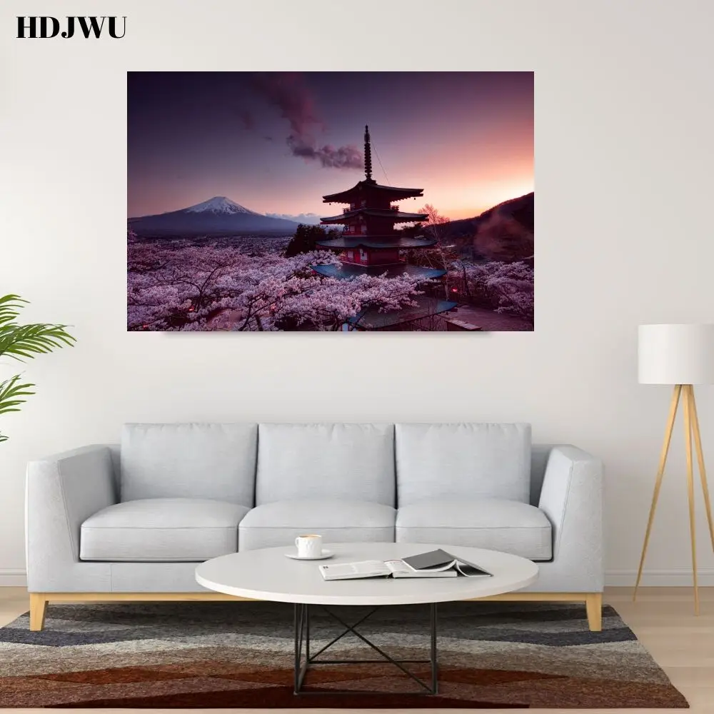 Крепление Fuji деревья и храмы цифровой художественный плакат Настенная картина