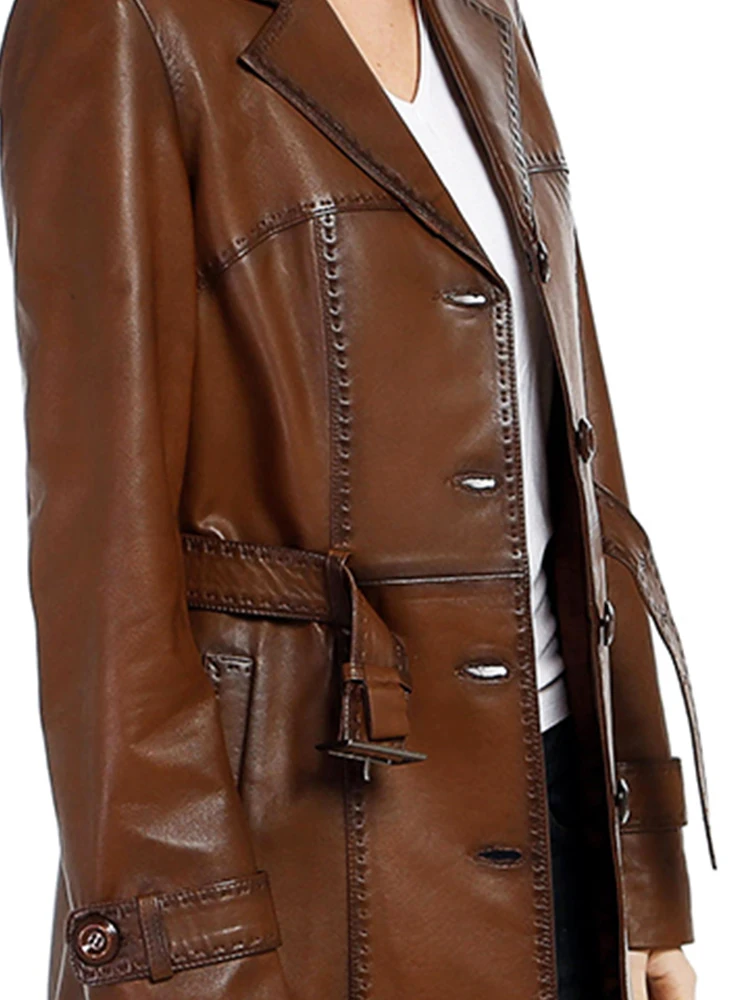 Genuine Soft Lambskin Leather Jacket Handmade Female Red Pink Leather Trench Coat Woman Real Fur Custom Product Jackets