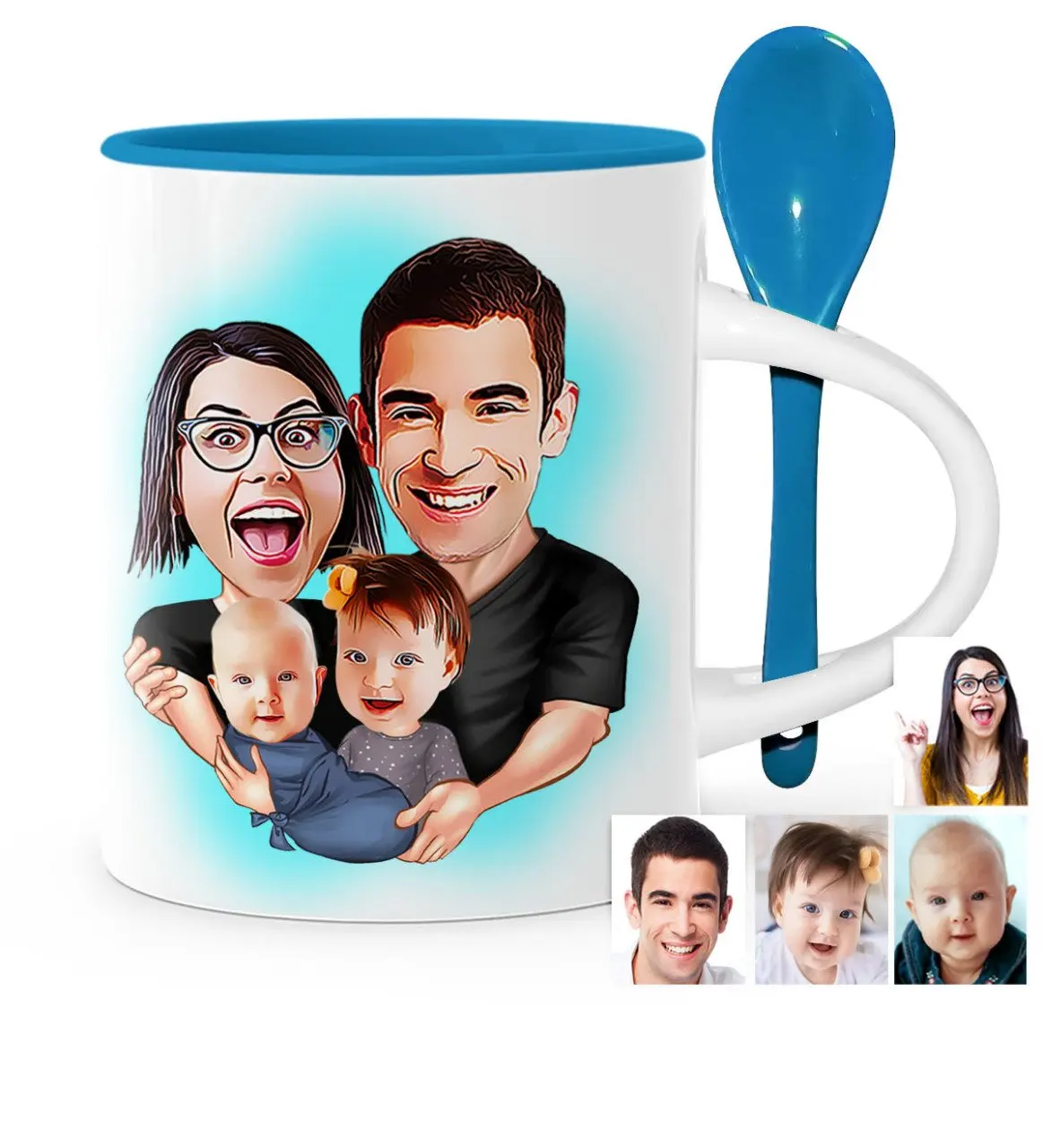 

Personalized Family Cartoon Blue Spoon Mug Cup-4