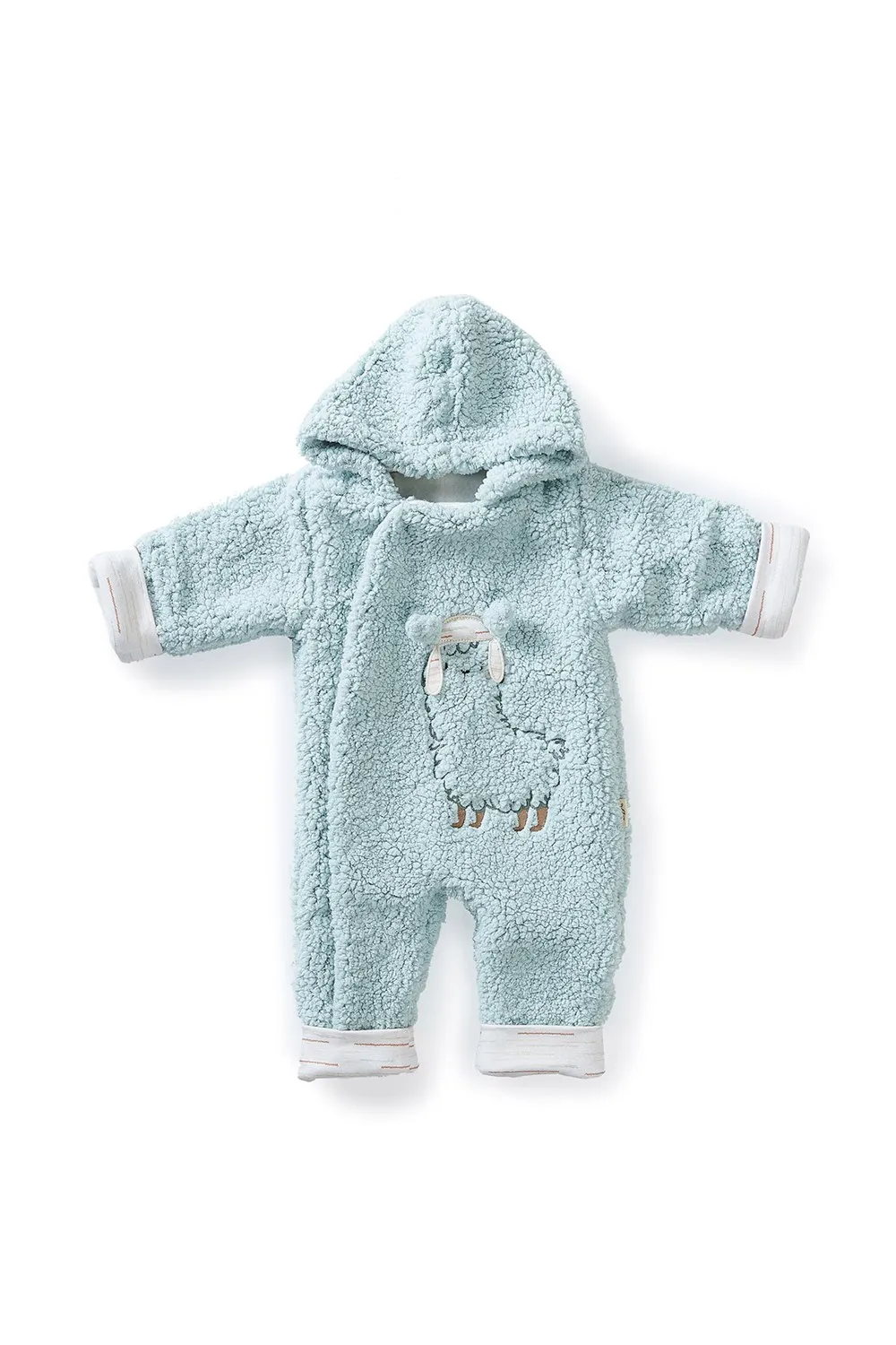 

Newborn Infant Baby Kids Children Teddy Pramsuit with Hood with Lamb Embroidery Winter Autumn Jumpsuit Playsuit One 2 Colors