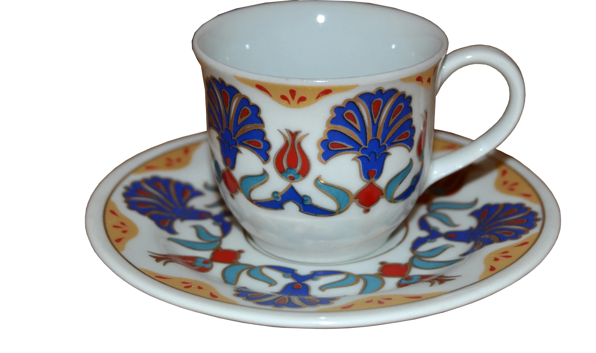 

6x2 Gold Gilded Porcelain Luxury Turkish Coffee Cup Set, Cup and saucer