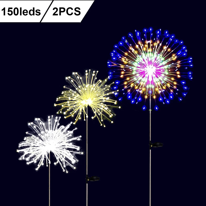 

Solar Garden Decoration LED Ligth String Outdoor Waterproof Powered Flowers Fireworks Lamp for Holiday Party Christmas Street