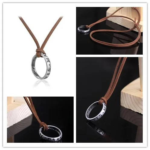 

Uncharted 4 Drake Vintage Band Cosplay Ring Leather Code Pendant Necklace