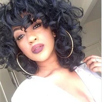louise hair 14 inch short wavy curly bob cosplay wigs black wigs for black women heat resistant synthetic for arican american