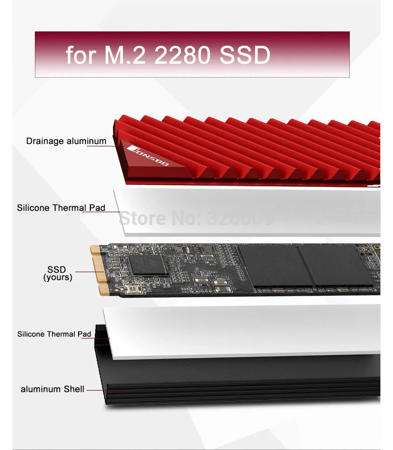 Радиатор M2 ngff 2280 SSD NVMe радиатор M.2 алюминиевый для жесткого диска с термопанелью |