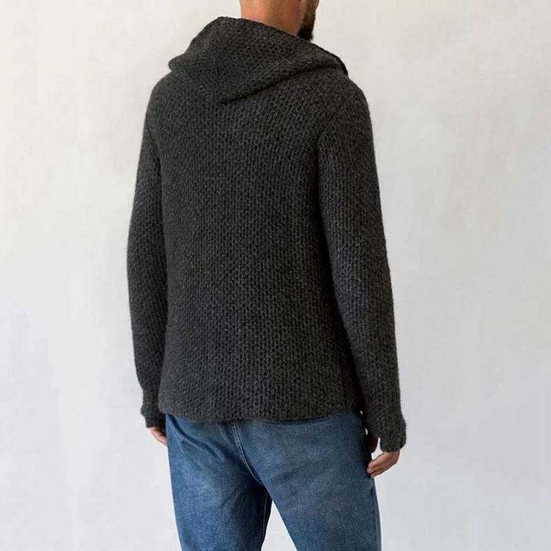 

Mens Sweaters Spring Autumn Men Casual Cardigan Jacket Man Solid Color Long Sweater Windbreaker Hooded Plaid Wool Sweater