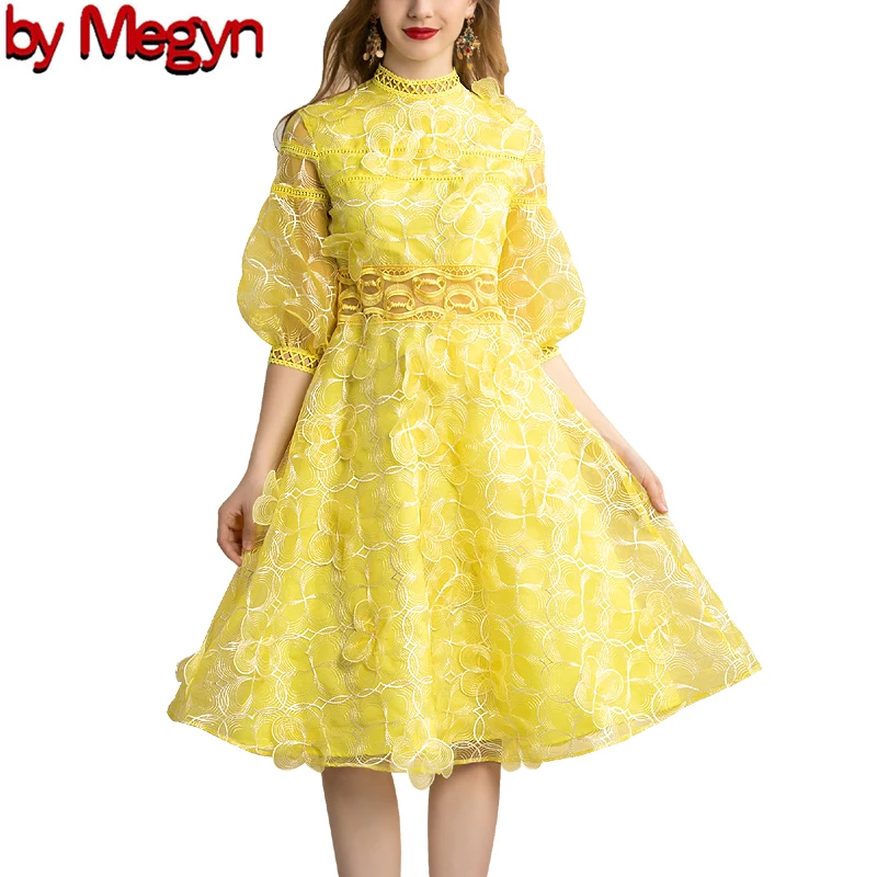 2020 летнее подиумное Стильное женское платье дизайнерское Брендовое с вышивкой