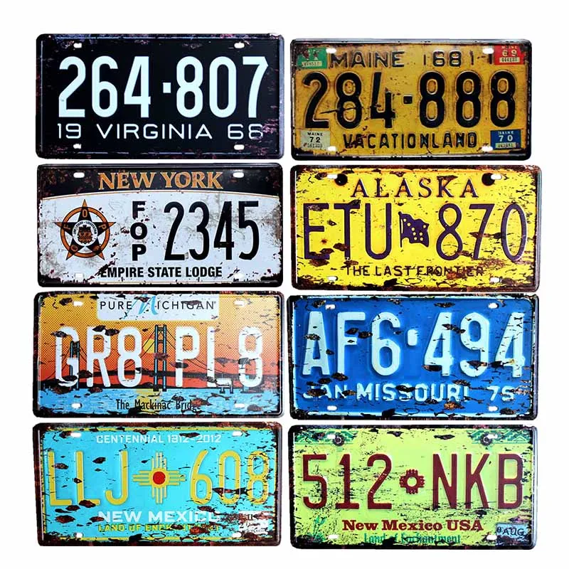 

Europe License Plates Vintage Metal Tin Signs Wall Plaque Decoration Bar Pub Club Decorative Home Decor 15x30cm