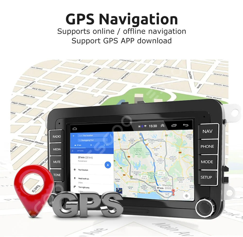 $86.70 ESSGOO Radio 2 din Android 9 Car Stereo 7 inch Autoradio Bluetooth GPS Navigation Multimedia Player For VW Volkswagen Skoda Seat