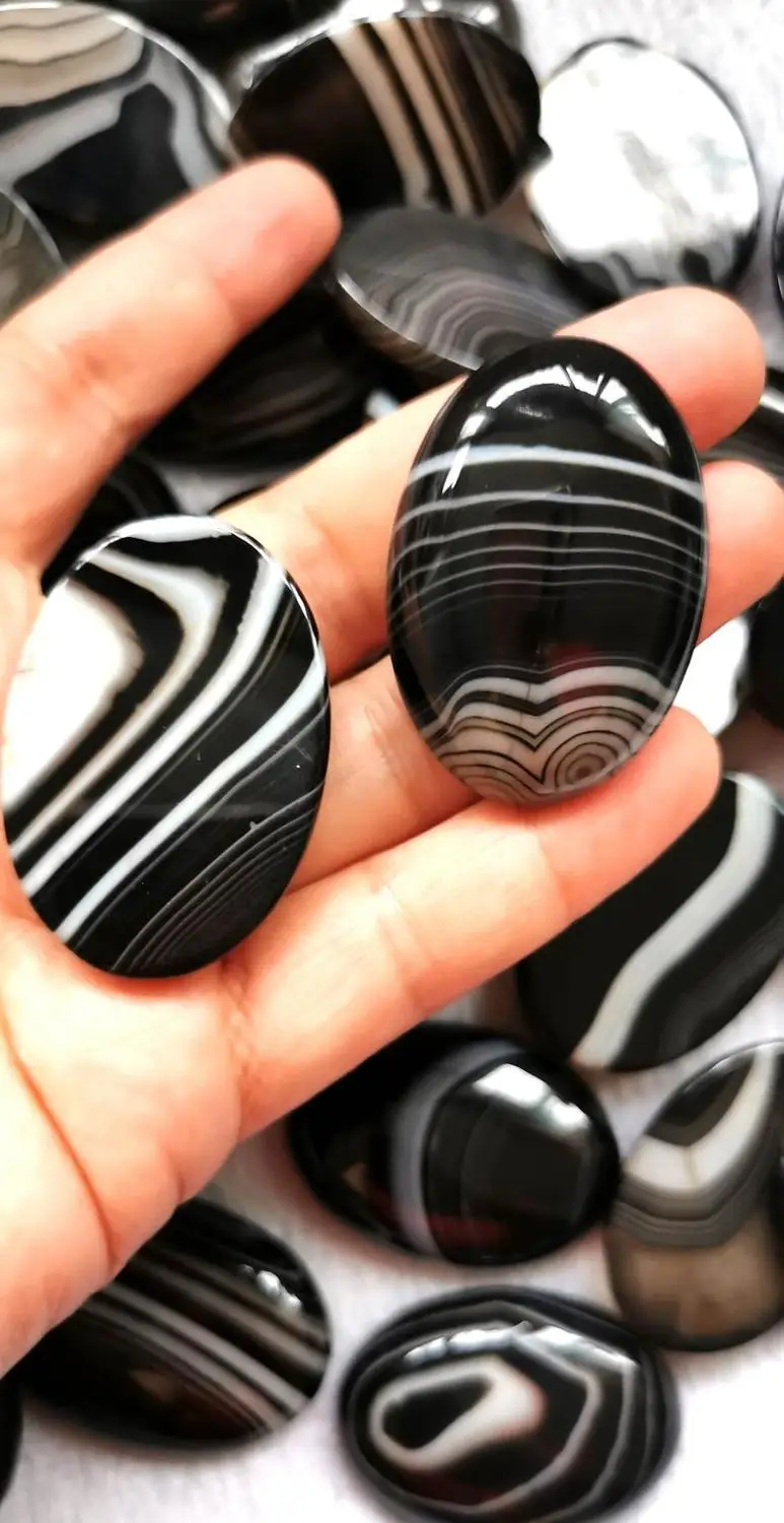 AAA 40x30 мм бразильский Красный Оникс-натуральные черные полоски агата кабошон