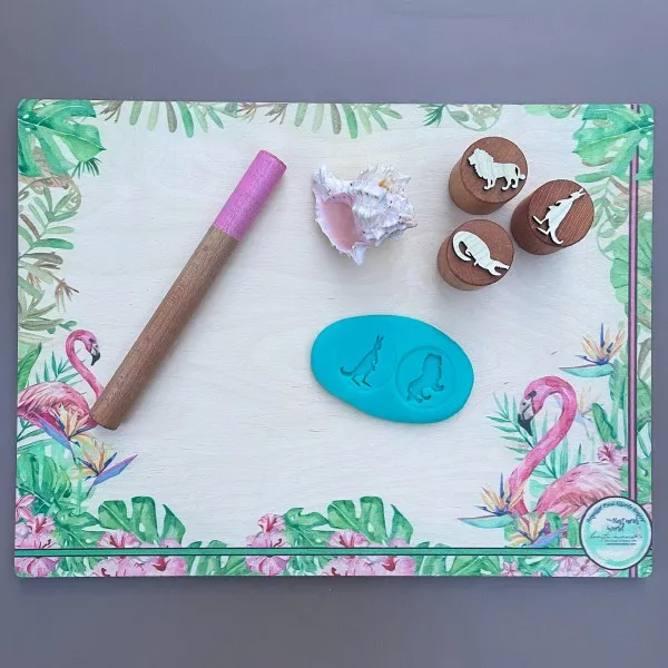 

Children's Play Mat Tropical Montessori Wooden Puzzle 3D Teaching Aids Shape Matching Puzzle Preschool Geometri