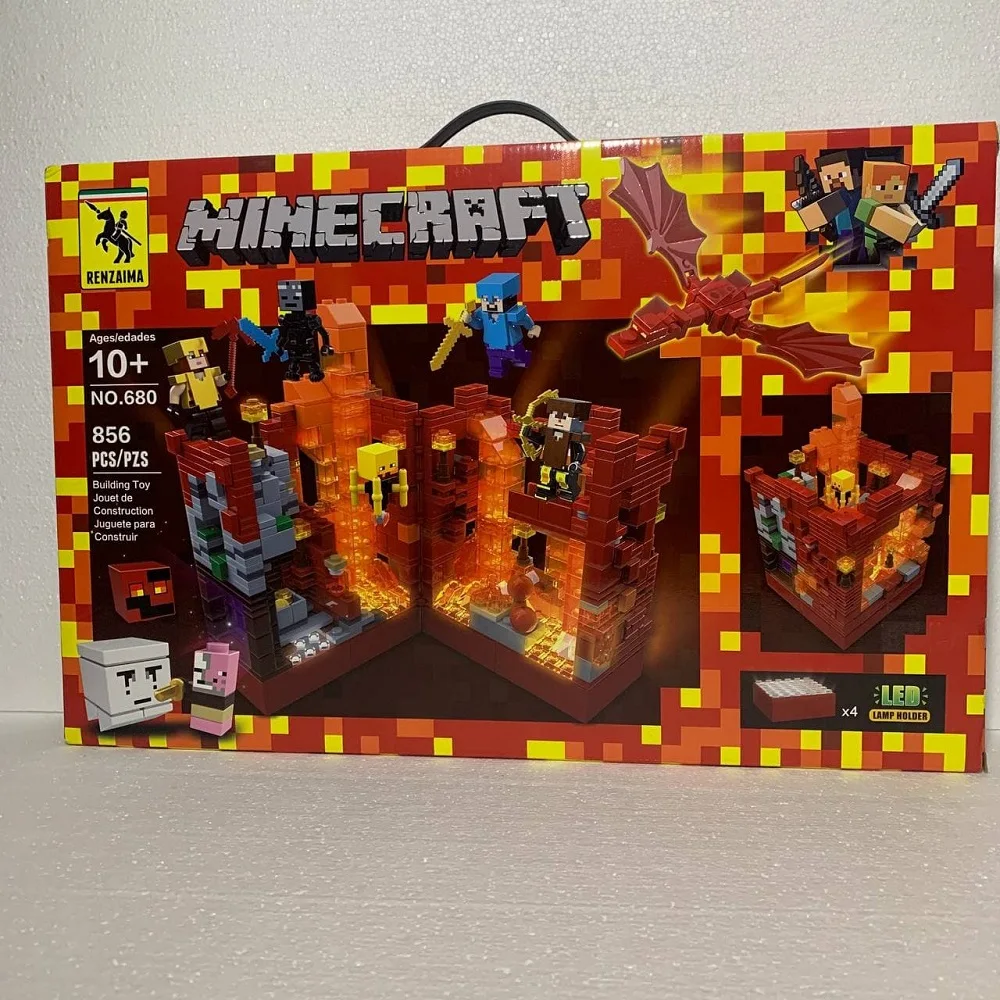 Конструктор MINECRAFT Renzaima Крепость №696 695 682 680 679 со светодиодной подсветкой | Игрушки