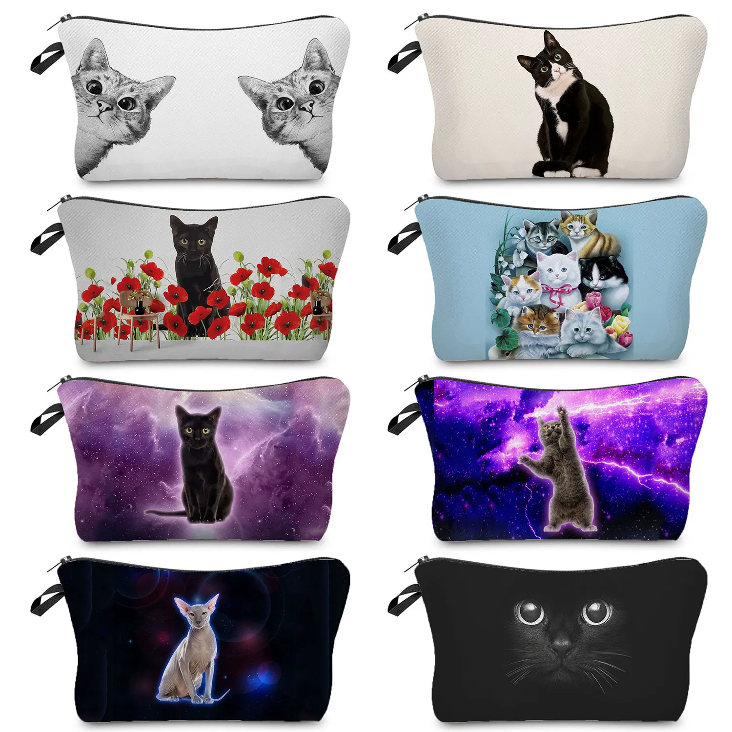 Милая косметичка с молнией и принтом кота теплопередающая женская животными