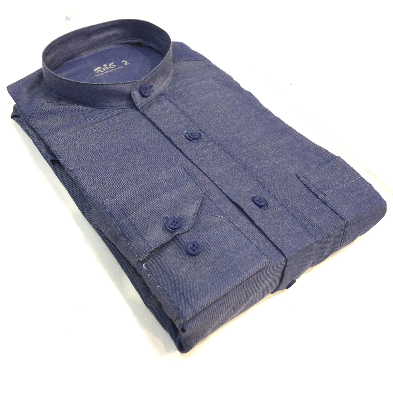 Men Shirt Cotton Stand Collar Cottony Solid Long Sleeve Button Retro Comfortable Fit Casual Breathable Dress Shirts Tops Reis