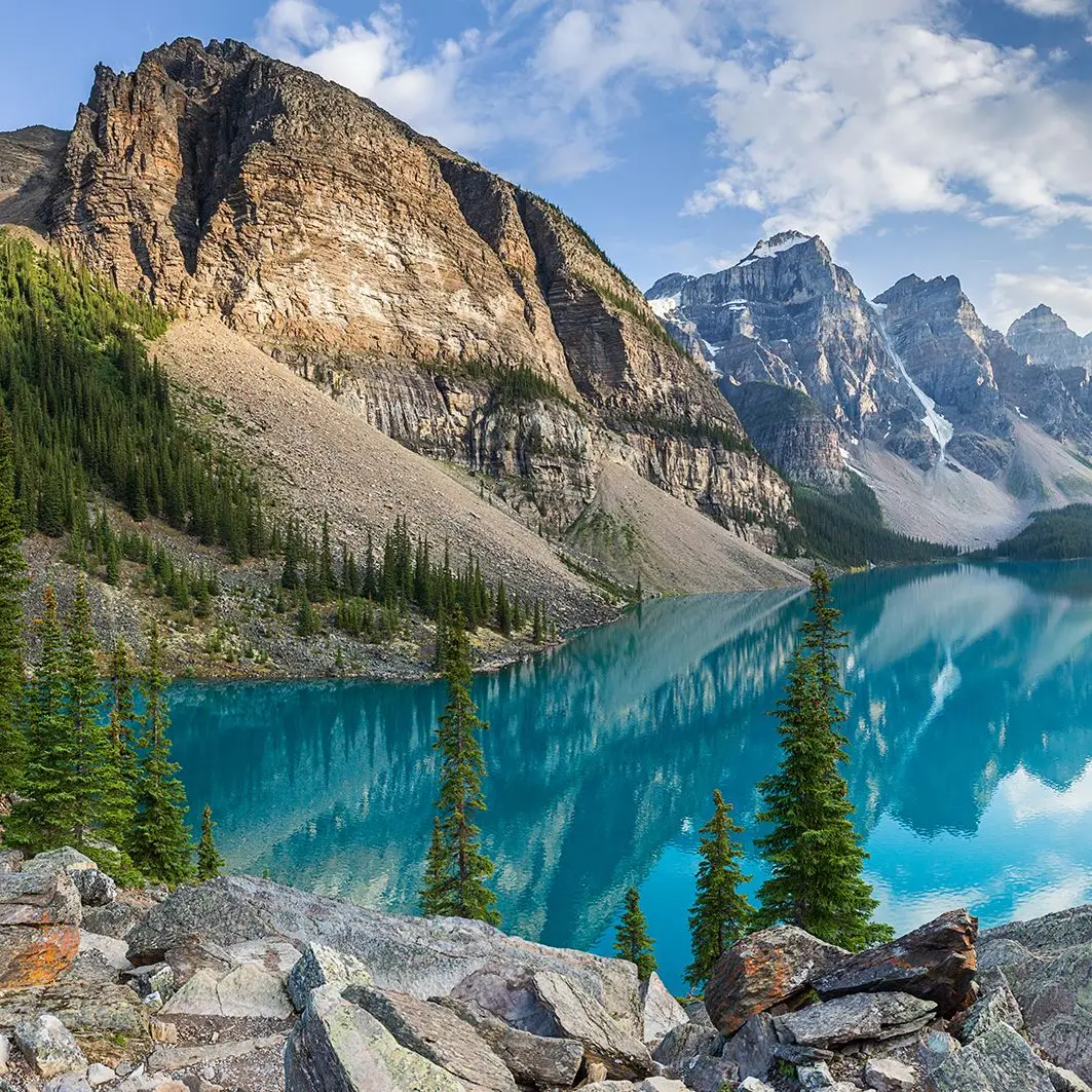 Занавеска для душа Moraine озеро с Скалистыми горами панорама в Banff Канада