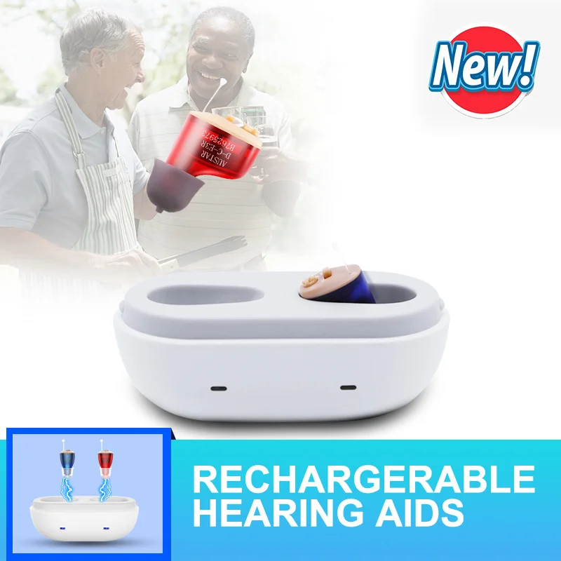 Hearing Aid Rechargeable Sound Amplifier For Seniors Noise Cancelling Micro Wireless Invisible Digital Hearing Aids For deafness