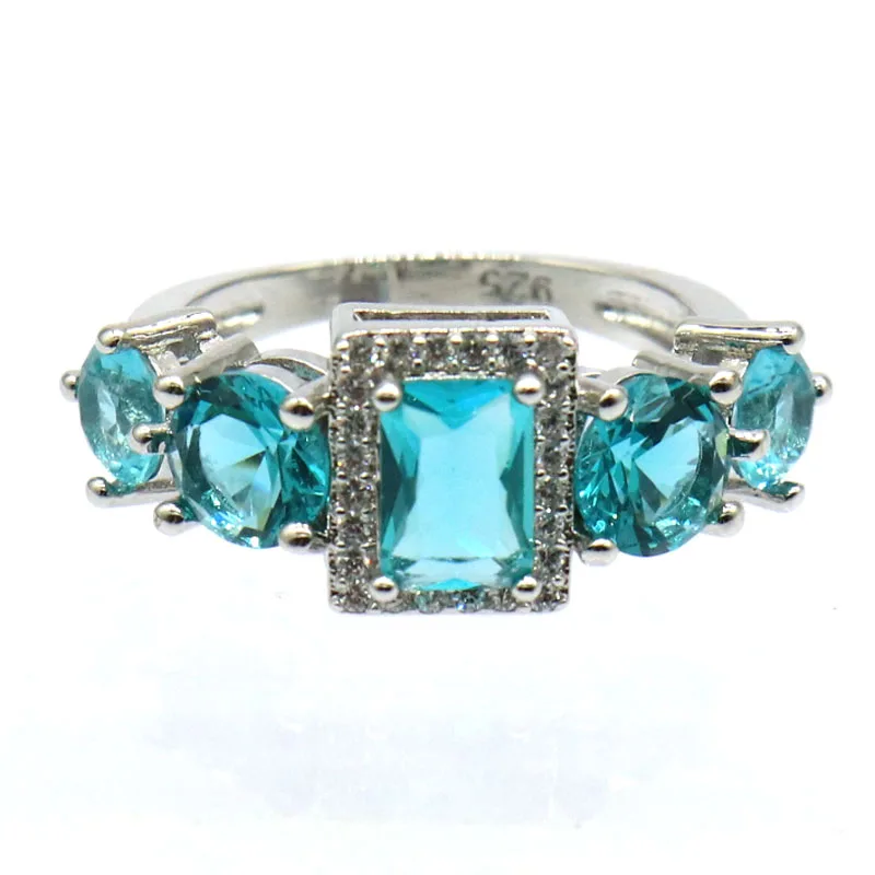 26x10 мм потрясающий созданный насыщенный Синий аквамарин белый натуральный CZ