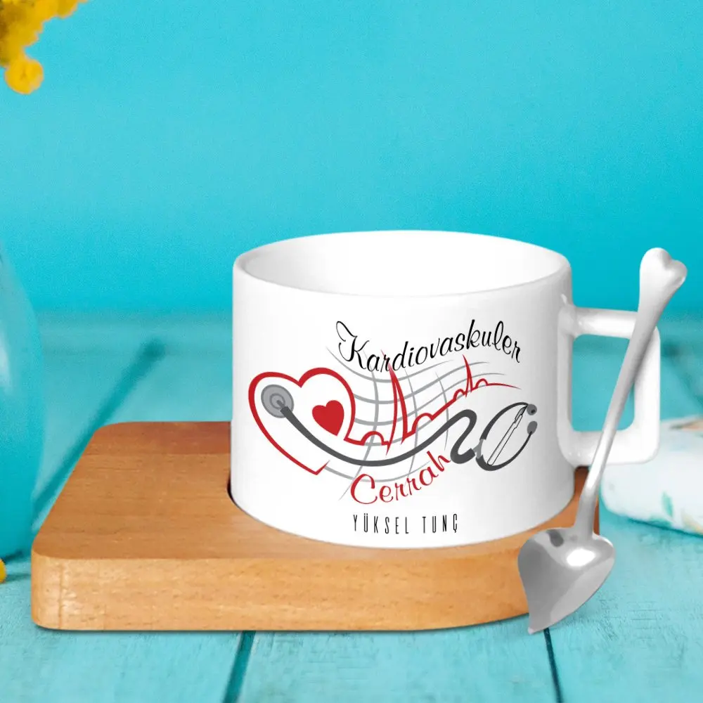 

Personalized Professional Kardiovaskuler Cerrah Wood Altlıklı Ceramic Cup-1