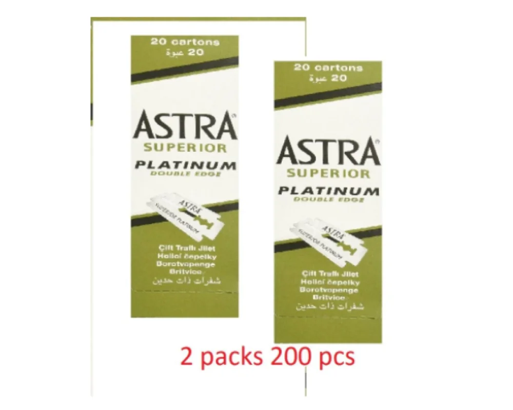 Astra superior platinum double edge safety razor blades shaving green pack 5x20 |